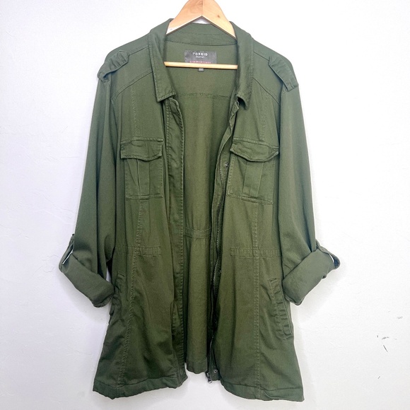 Torrid Utility Jacket, Olive Green Zip up - Picture 7 of 16